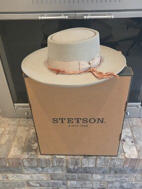 NEW Stetson Men's Kingsrow Felt Hat in Silverbelly With Wide Ribbon Band Sz XL